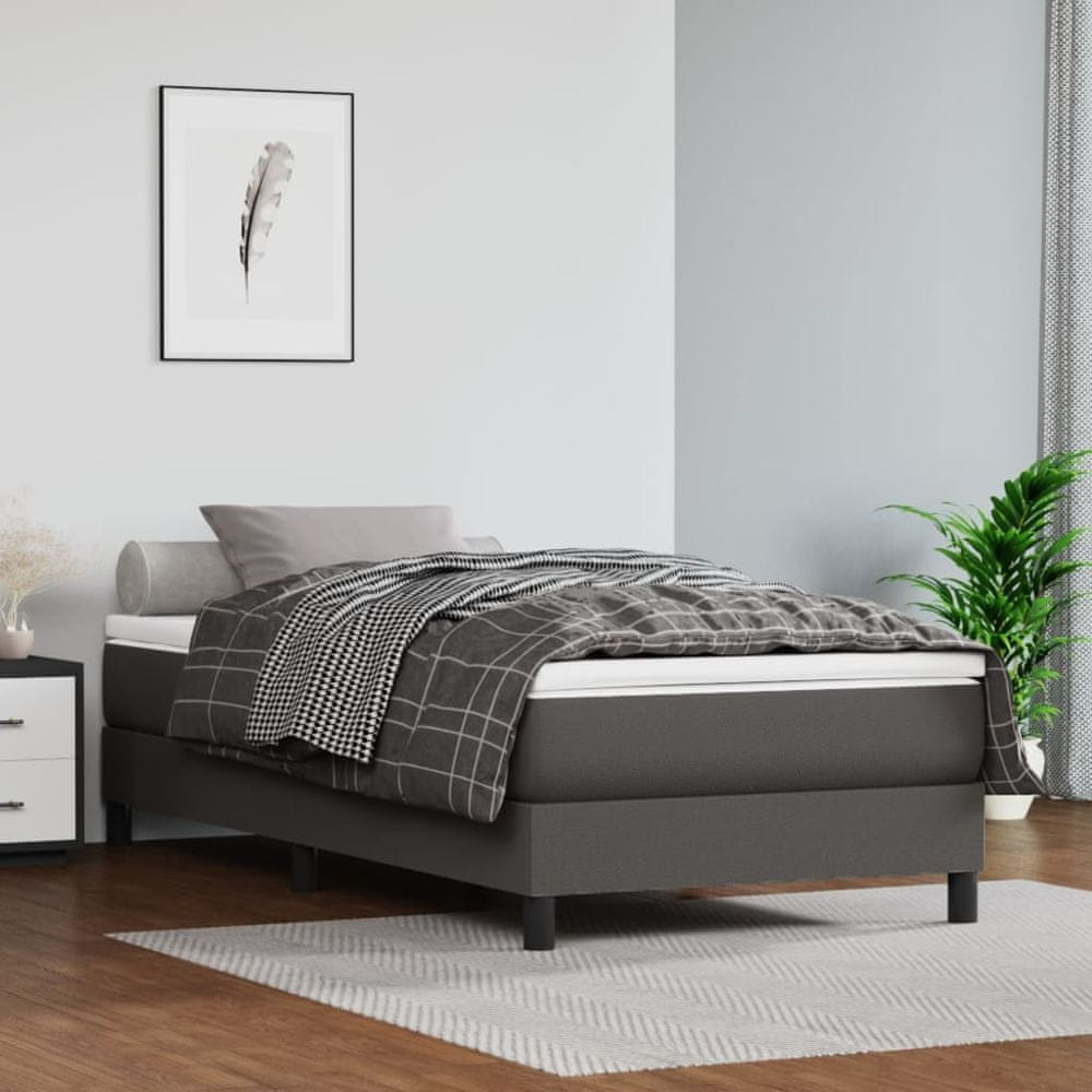 shumee Rám na boxspring posteľ, sivý 80x200 cm, umelá koža