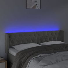 shumee Čelo postele s LED bledosivé 147x16x78/88 cm zamat