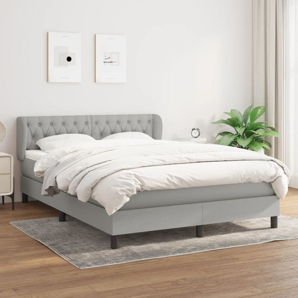shumee Boxspring posteľ s matracom bledosivý 140x190 cm látka