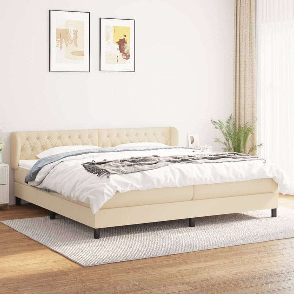 shumee Boxspring posteľ s matracom krémová 200x200 cm látka