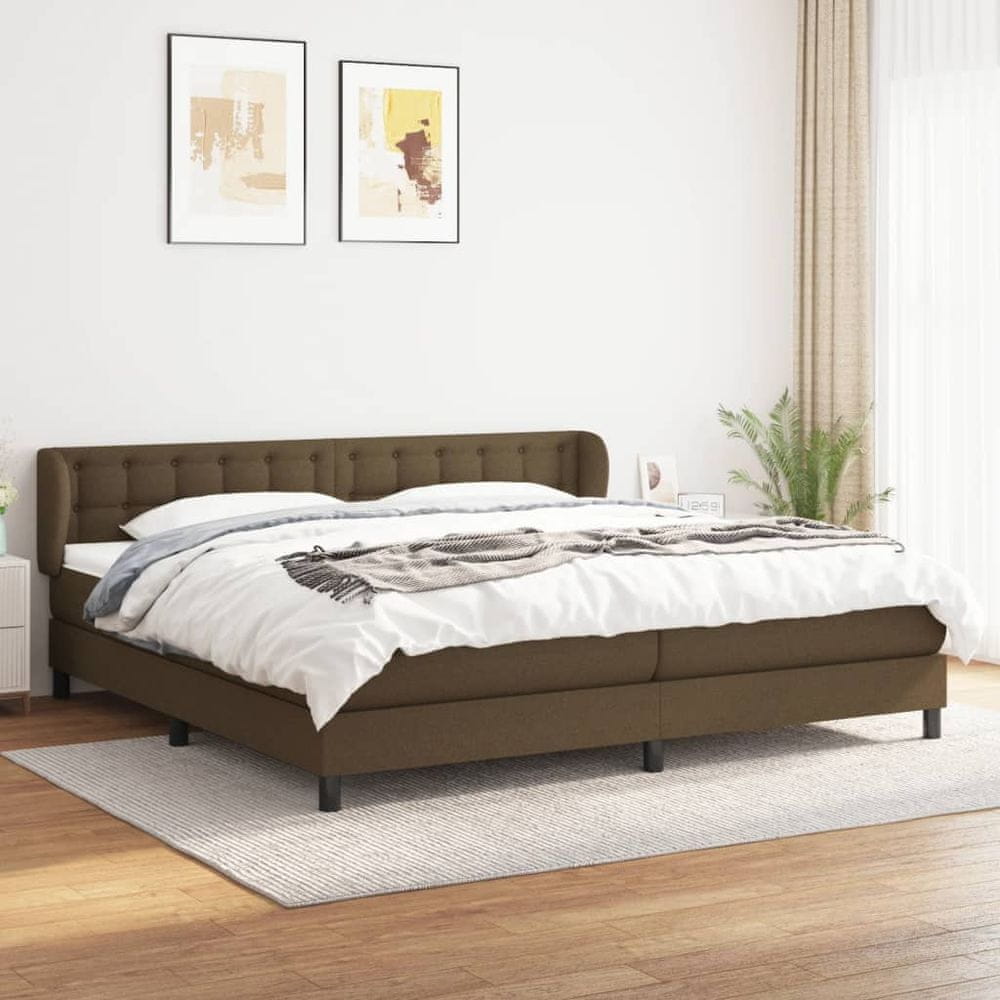shumee Boxspring posteľ s matracom tmavohnedá 200x200 cm látka