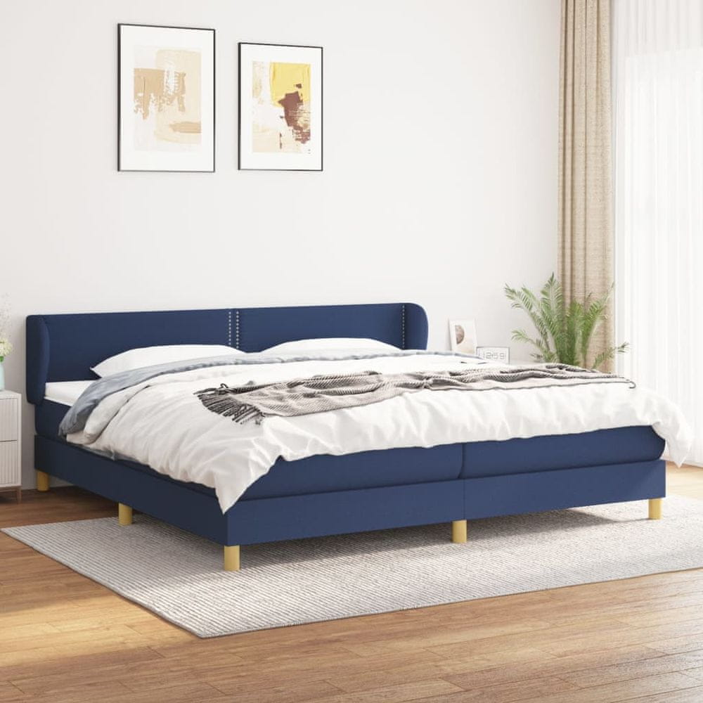 shumee Boxspring posteľ s matracom modrá 200x200 cm látka