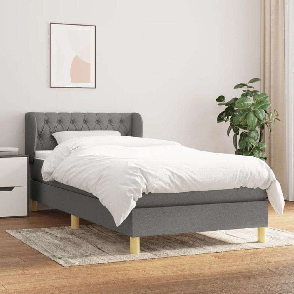 shumee Boxspring posteľ s matracom tmavosivá 90x190 cm látka