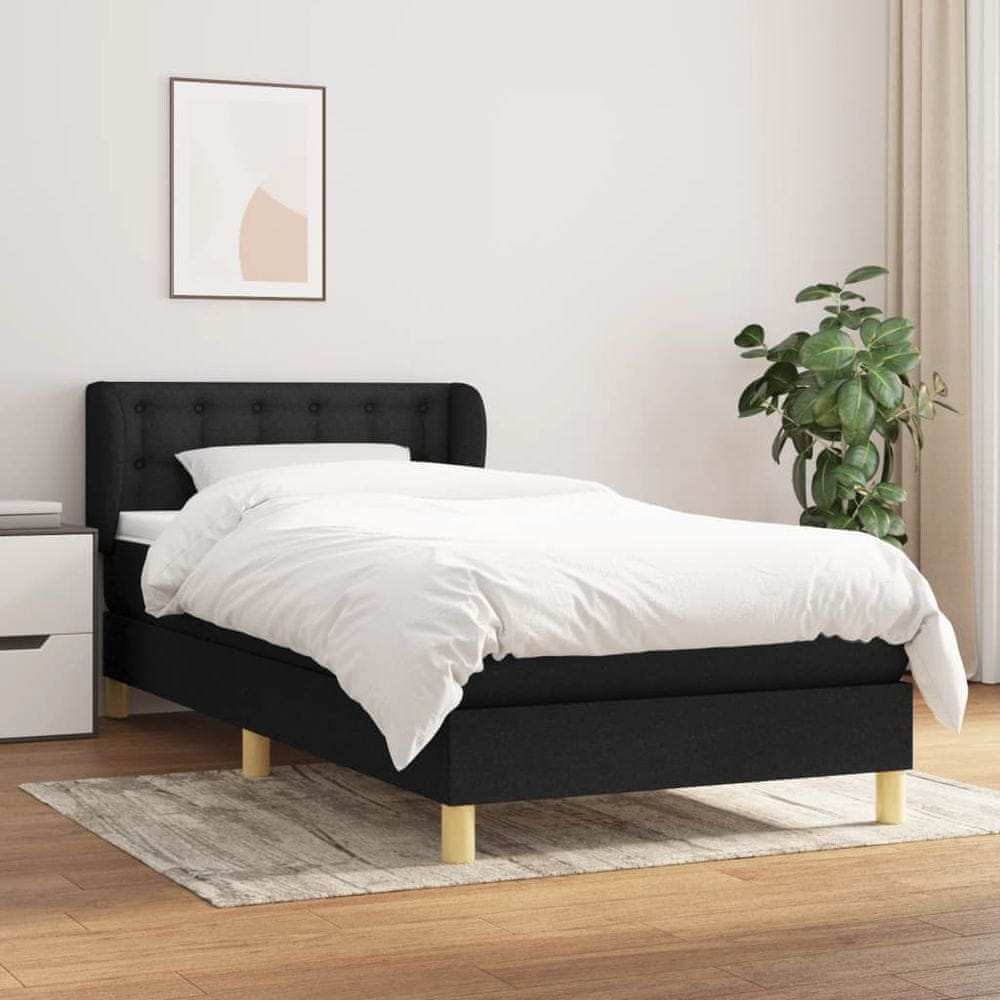 shumee Boxspring posteľ s matracom čierna 100x200 cm látka