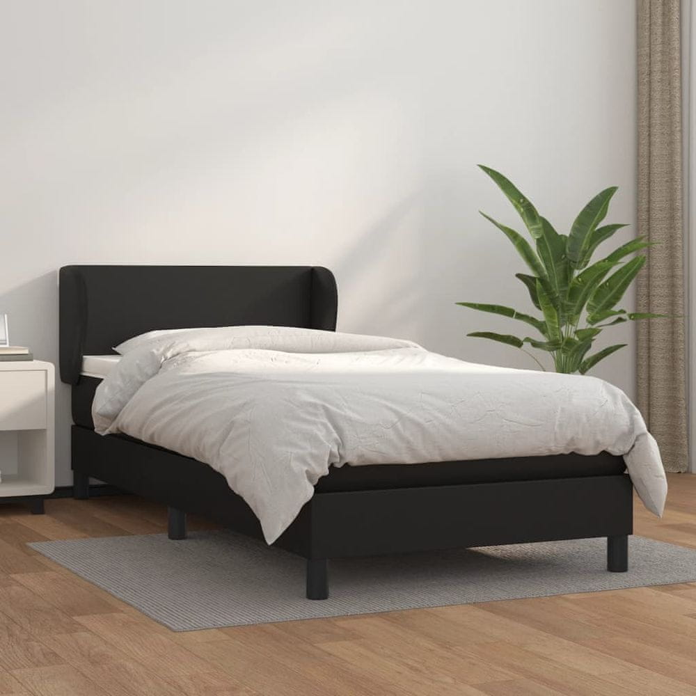 shumee Boxspring posteľ s matracom čierna 90x200 cm umelá koža