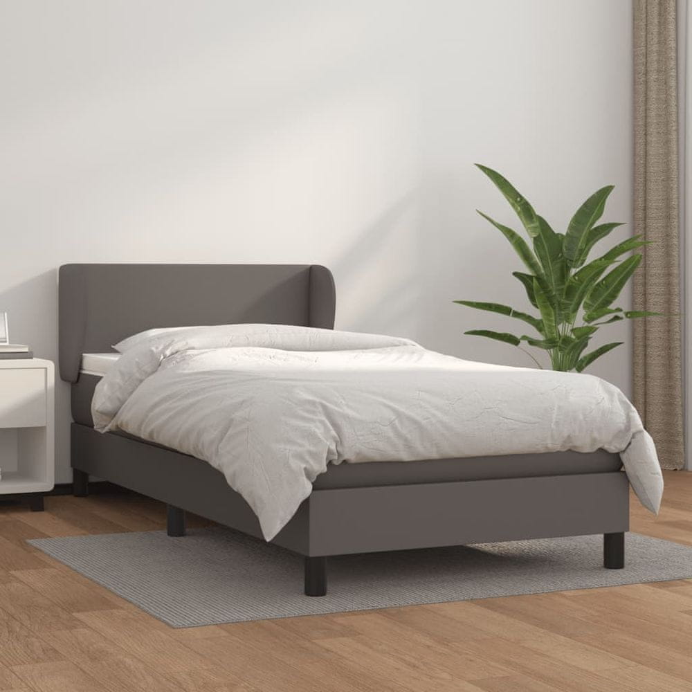 shumee Boxspring posteľ s matracom sivá 90x200 cm umelá koža