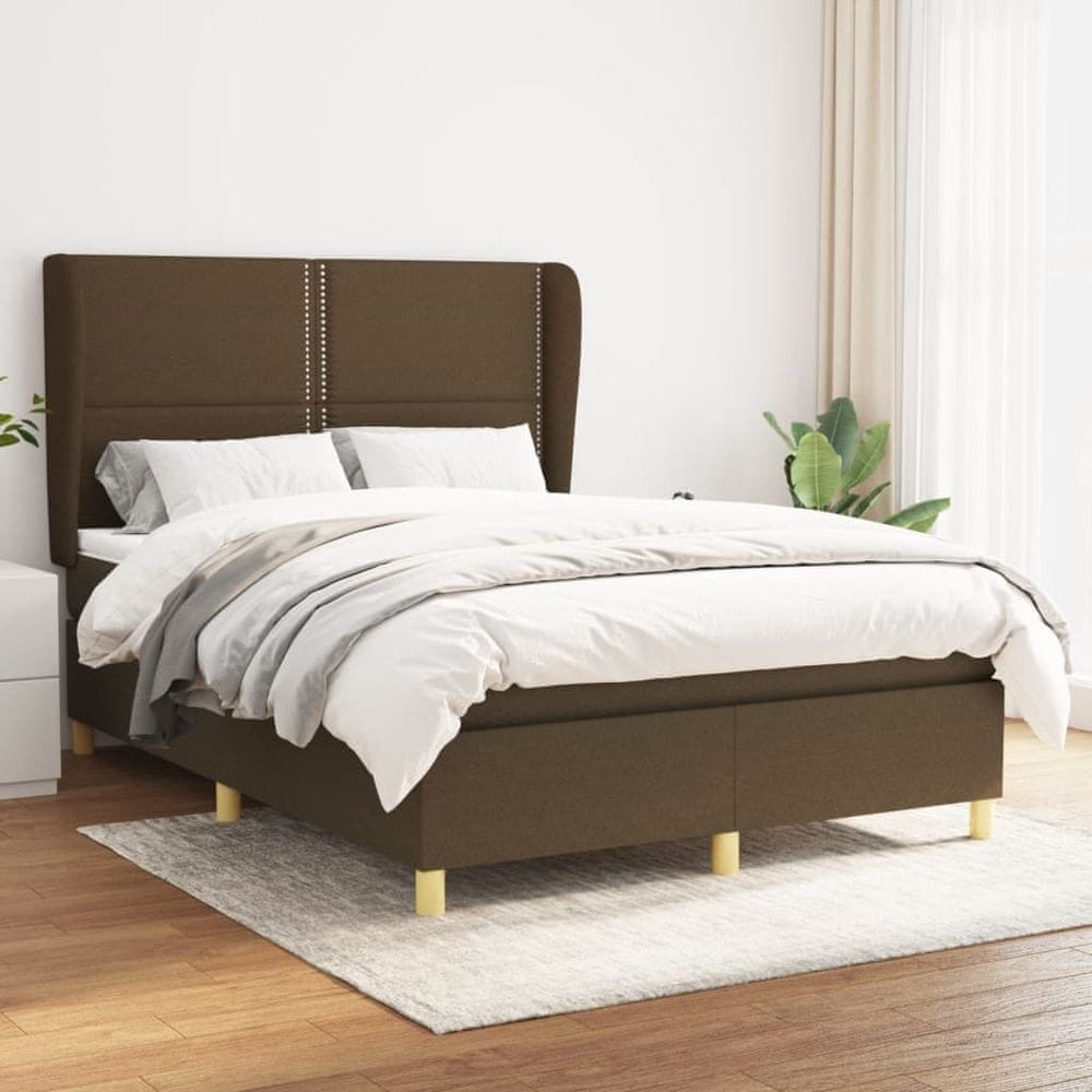 Petromila vidaXL Boxspring posteľ s matracom tmavohnedá 140x190 cm látka