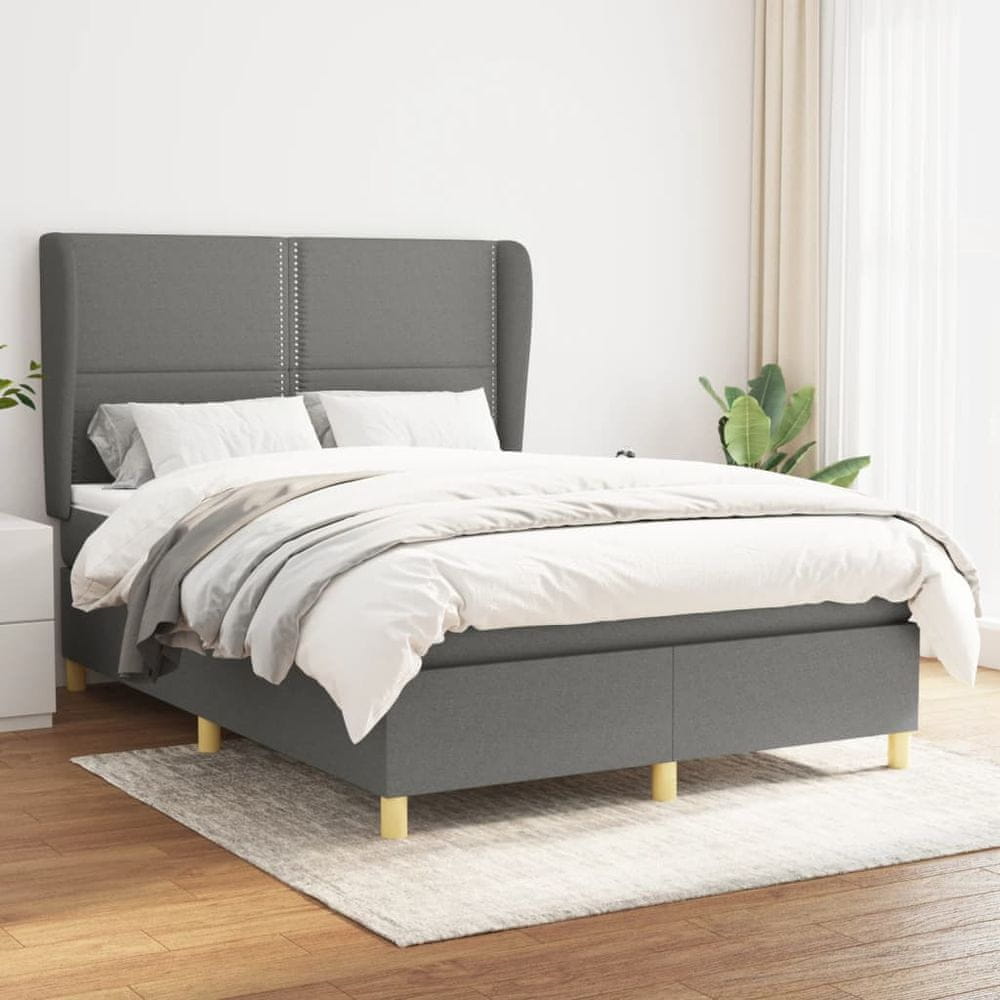 shumee Boxspring posteľ s matracom tmavosivá 140x200 cm látka