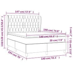 shumee Posteľný rám boxsping s matracom bledosivý 140x190 cm zamat