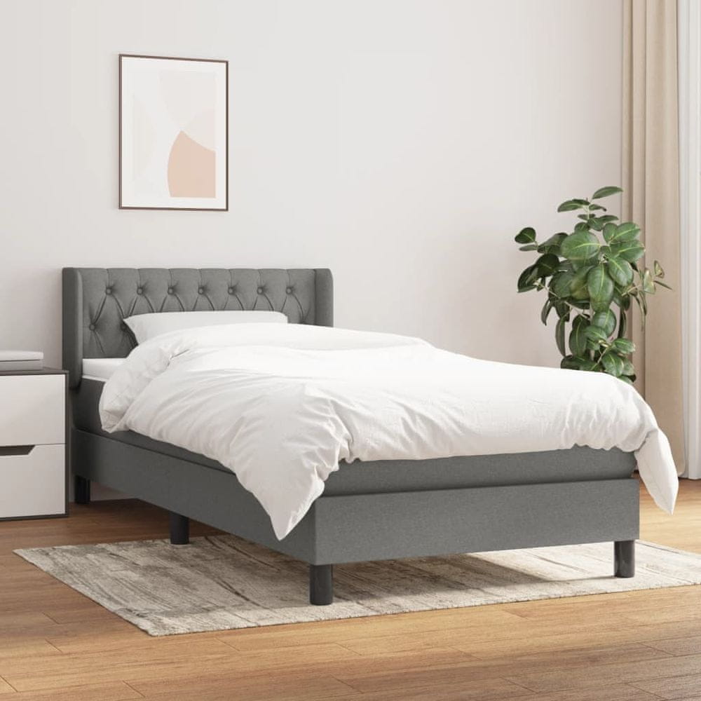 shumee Boxspring posteľ s matracom tmavosivá 100x200 cm látka