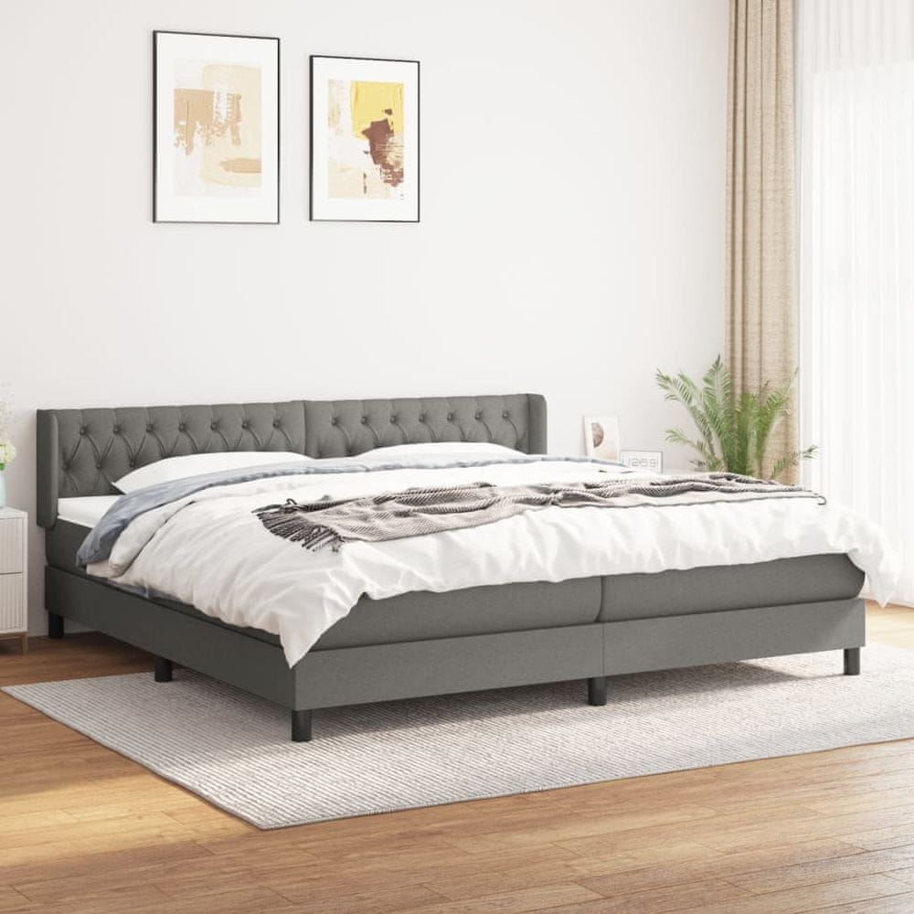 shumee Boxspring posteľ s matracom tmavosivá 200x200 cm látka