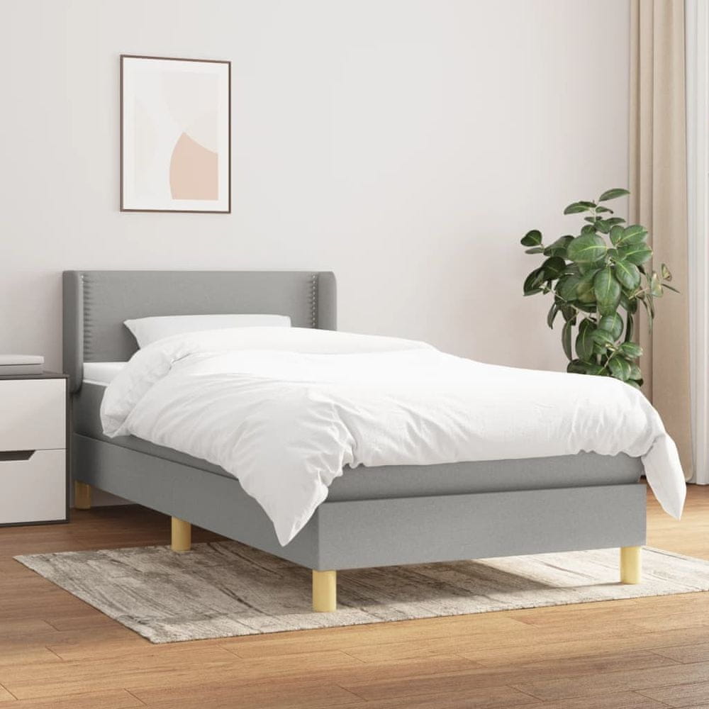 shumee Boxspring posteľ s matracom bledosivý 100x200 cm látka