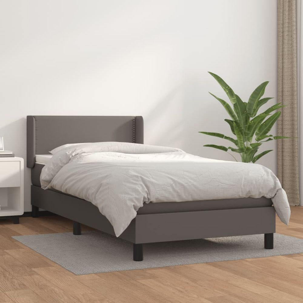 Petromila vidaXL Boxspring posteľ s matracom sivá 100x200 cm umelá koža