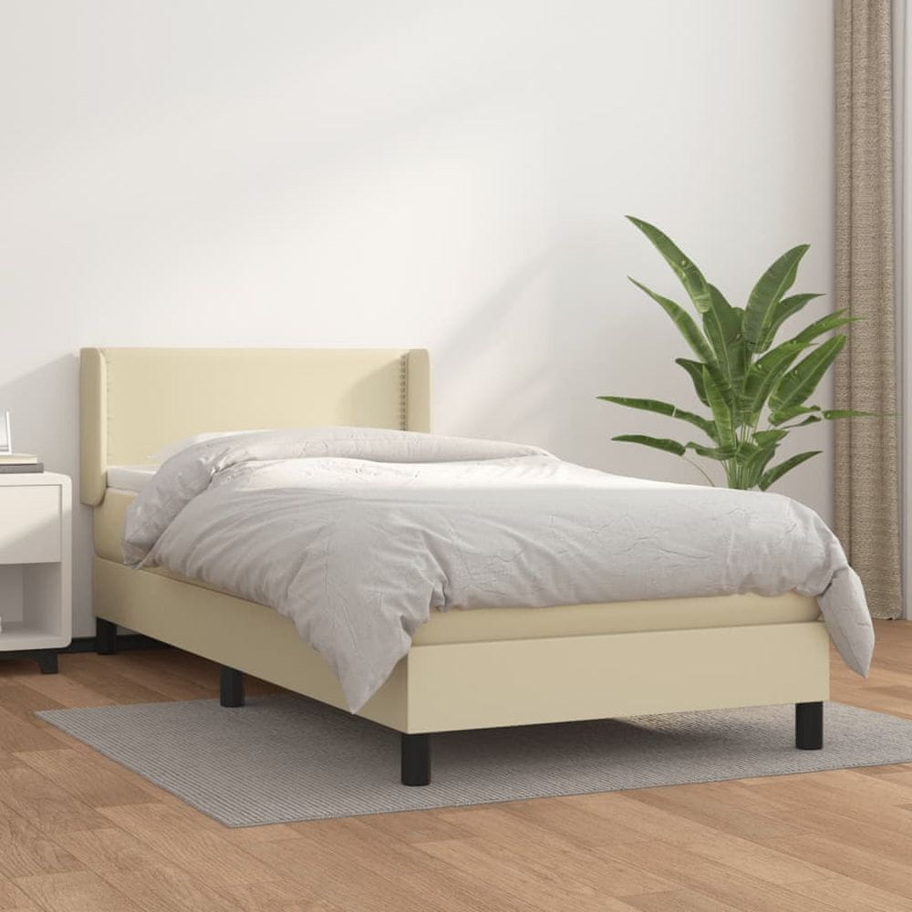 shumee Boxspring posteľ s matracom krémová 90x200 cm umelá koža