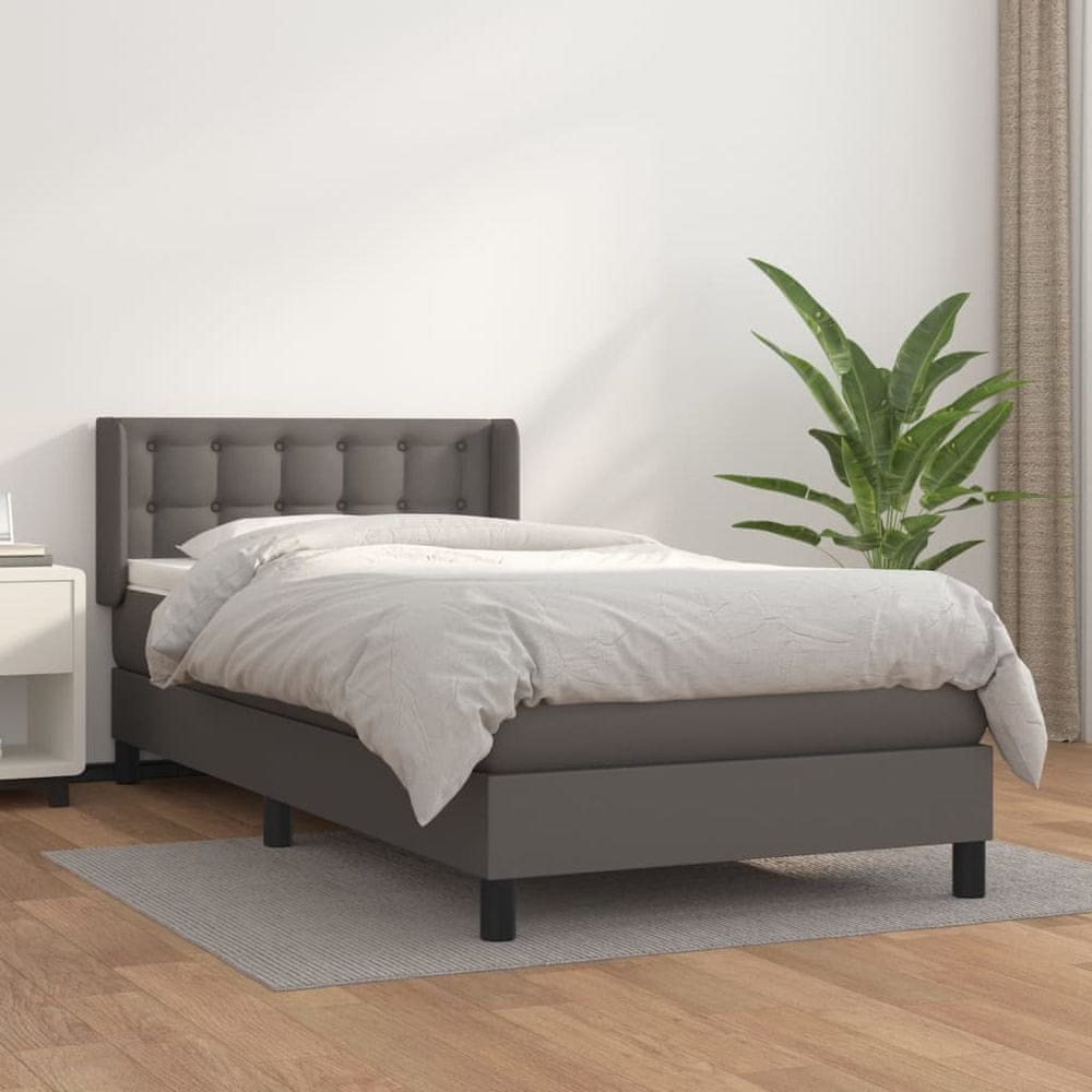 Petromila vidaXL Boxspring posteľ s matracom sivá 80x200 cm umelá koža