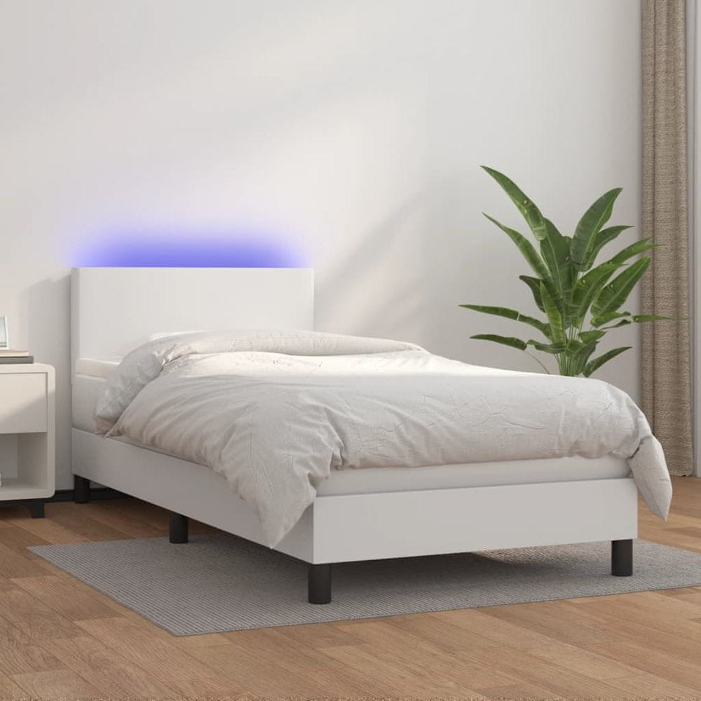 Petromila vidaXL Boxspring posteľ s matracom a LED biela 80x200 cm umelá koža