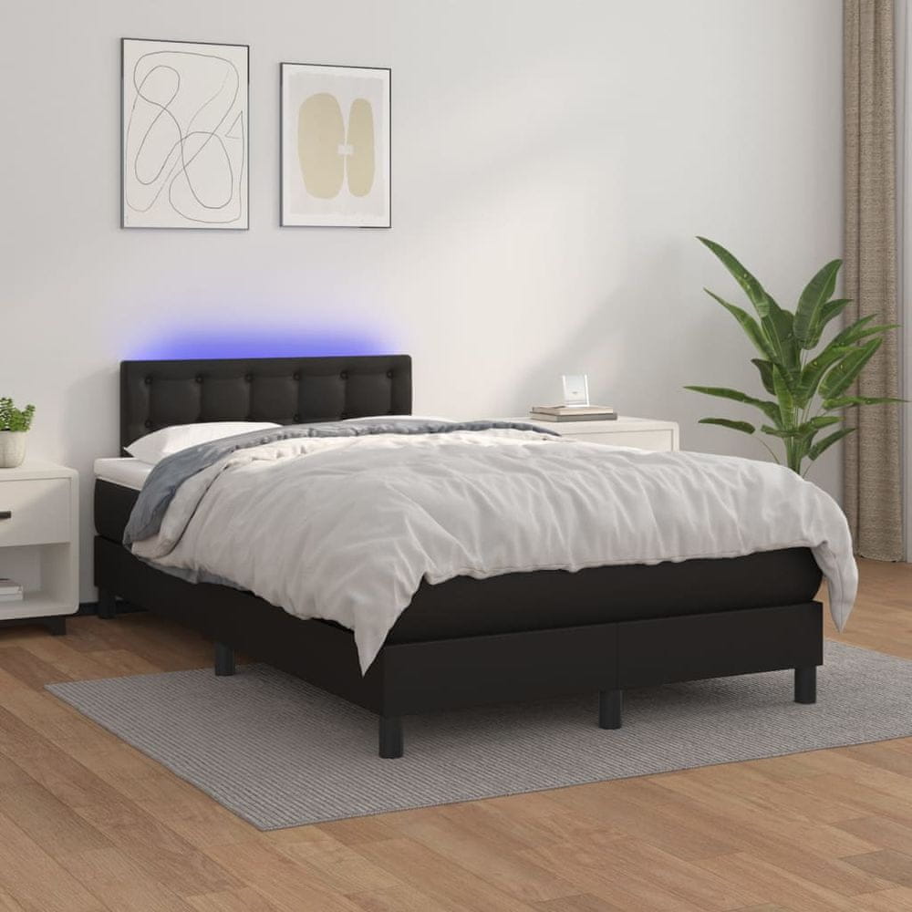 shumee Boxspring posteľ s matracom a LED čierna 120x200 cm umelá koža