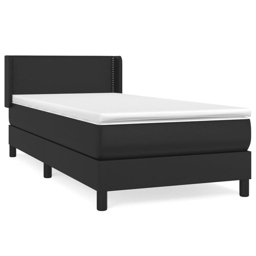 Vidaxl Boxspring posteľ s matracom čierna 90x200 cm umelá koža