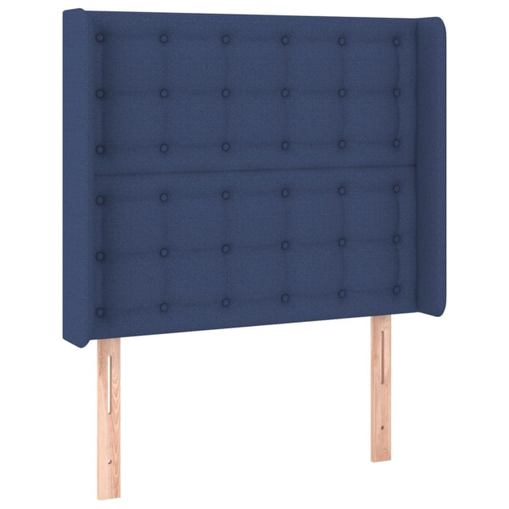 Vidaxl Čelo postele so záhybmi modré 103 x 16 x 118/128 cm látka