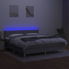 shumee Posteľ boxsping s matracom a LED bledosivá 160x200 cm látka