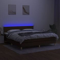 shumee Posteľ boxsping s matracom a LED tmavohnedá 160x200 cm látka