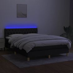 shumee Posteľ boxsping s matracom a LED čierna 140x200 cm látka