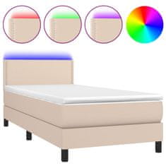 shumee Boxspring posteľ matrac a LED kapučínová 80x200cm umelá koža