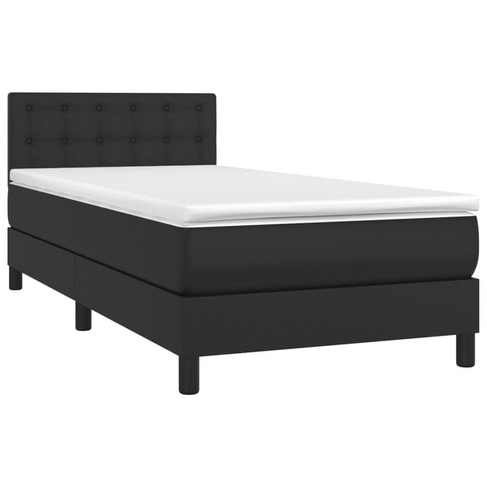 Vidaxl Boxspring posteľ s matracom čierna 90x200 cm umelá koža