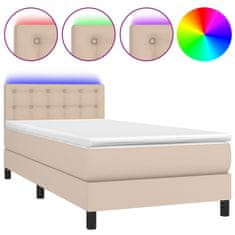 shumee Boxspring posteľ matrac a LED kapučínová 80x200cm umelá koža