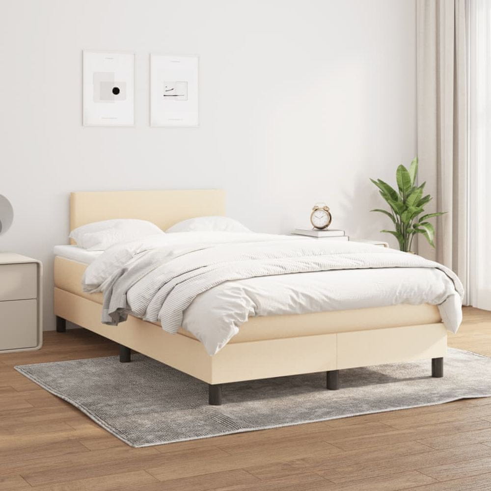 shumee Boxspring posteľ s matracom krémový 120x200 cm látka