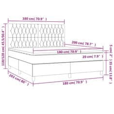 shumee Posteľ boxsping s matracom a LED tmavosivá 180x200 cm látka