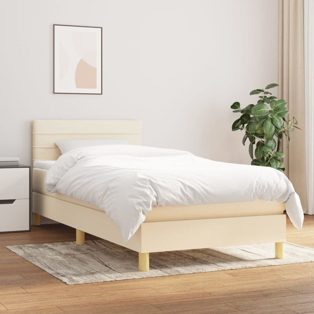 shumee Boxspring posteľ s matracom krémová 100x200 cm látka