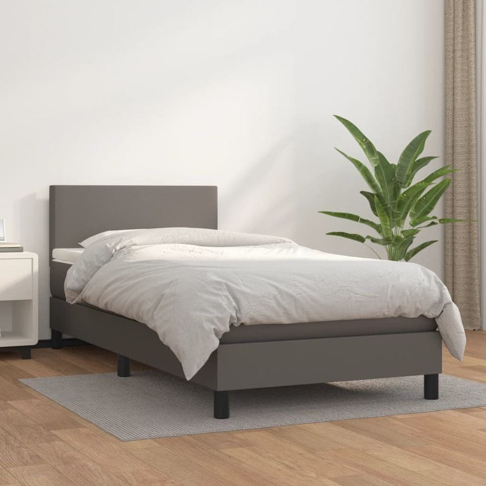 shumee Boxspring posteľ s matracom sivá 80x200 cm umelá koža