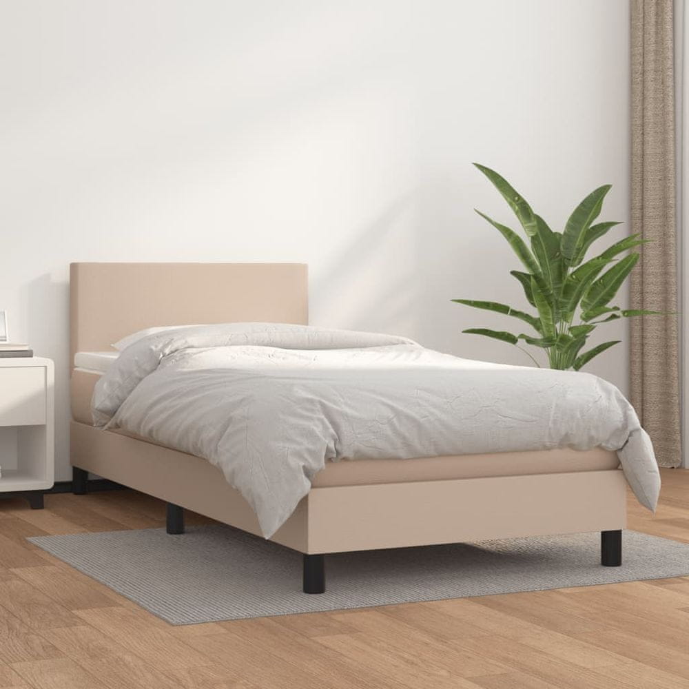 shumee Boxspring posteľ s matracom kapučínová 90x200 cm umelá koža