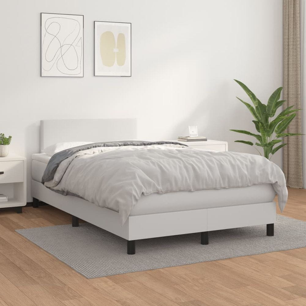 shumee Boxspring posteľ s matracom biela 120x200 cm umelá koža