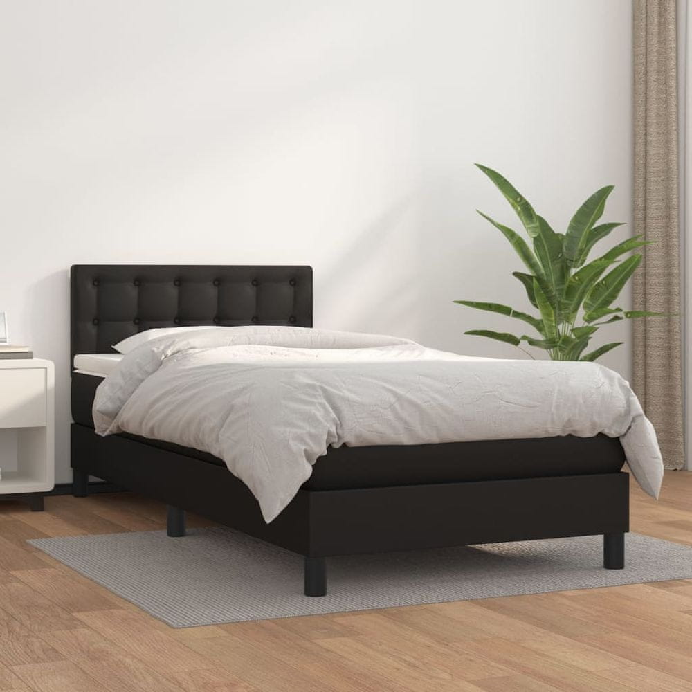 shumee Boxspring posteľ s matracom čierna 90x200 cm umelá koža