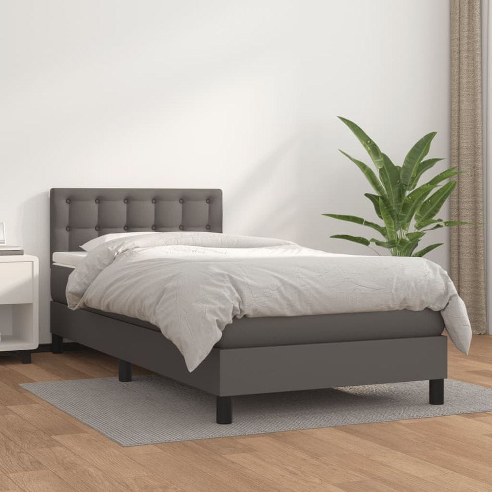 Petromila vidaXL Boxspring posteľ s matracom sivá 90x200 cm umelá koža
