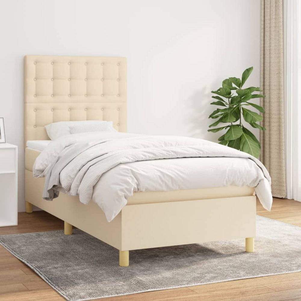 shumee Boxspring posteľ s matracom krémová 100x200 cm látka