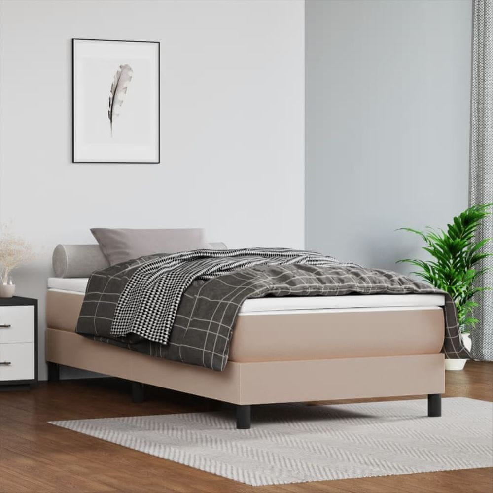 shumee Boxspring posteľ s matracom kapučínová 90x200 cm umelá koža