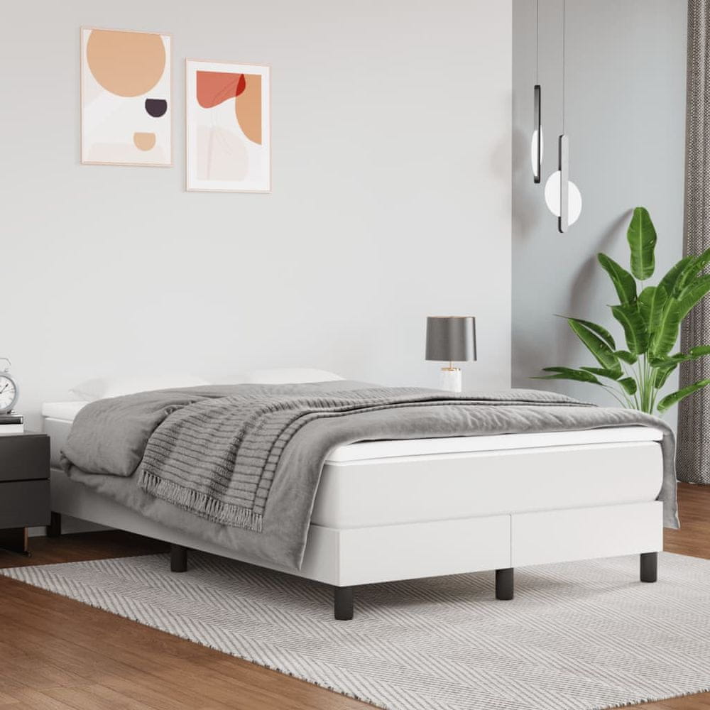 shumee Boxspring posteľ s matracom biela 120x200 cm umelá koža