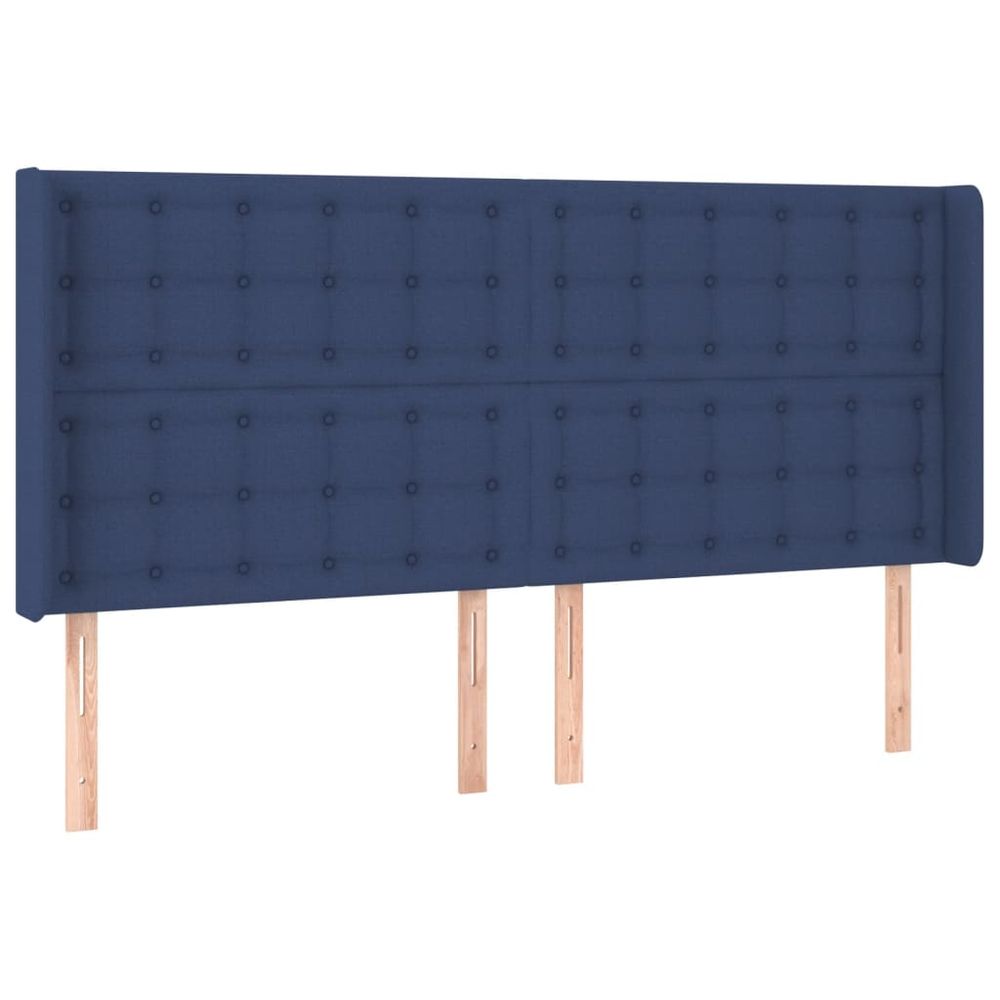 Vidaxl Čelo postele so záhybmi modré 183x16x118/128 cm látka