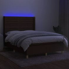 shumee Posteľ boxsping s matracom a LED tmavohnedá 140x200 cm látka