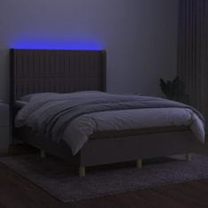 shumee Posteľ boxsping s matracom a LED sivohnedá 140x200 cm látka