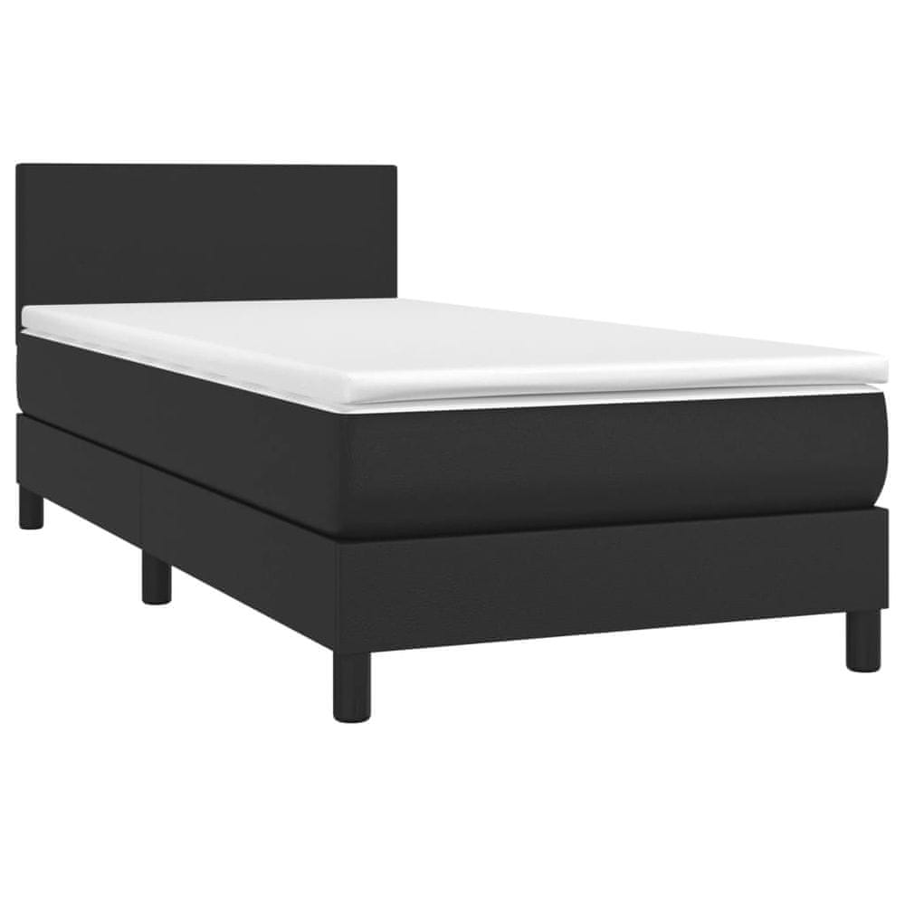 Vidaxl Boxspring posteľ s matracom a LED čierna 100x200 cm umelá koža