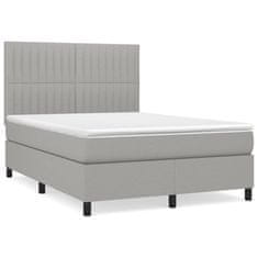 shumee Boxspring posteľ s matracom bledosivá 140x200 cm látka