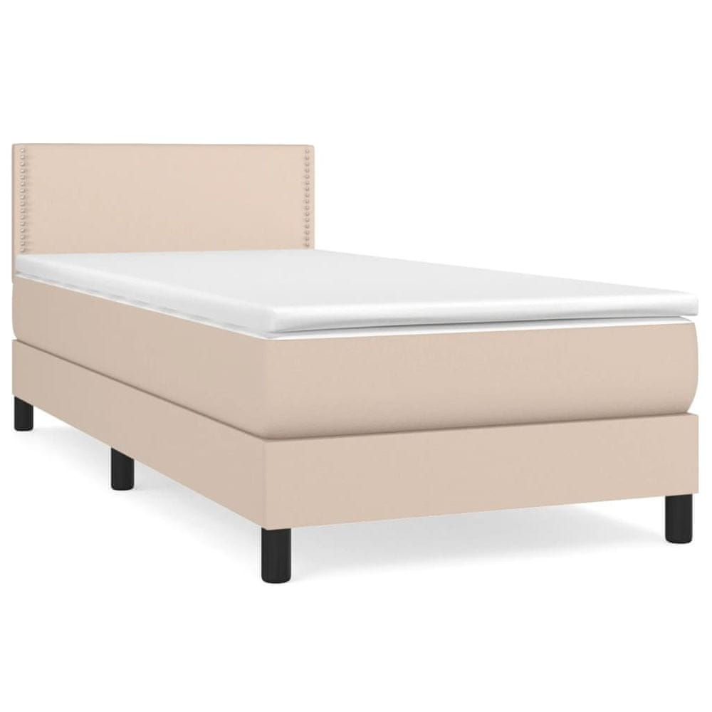 Vidaxl Boxspring posteľ s matracom kapučínová 90x200 cm umelá koža
