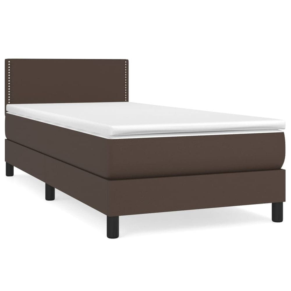 Vidaxl Boxspring posteľ s matracom hnedá 80x200 cm umelá koža