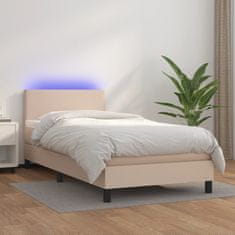 shumee Boxspring posteľ matrac a LED kapučínová 90x200 cm umelá koža
