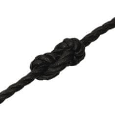Vidaxl Pracovné lano čierne 24 mm 25 m polypropylén