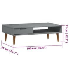 Vidaxl Konferenčný stolík sivý 100x55x31 cm borovicový masív